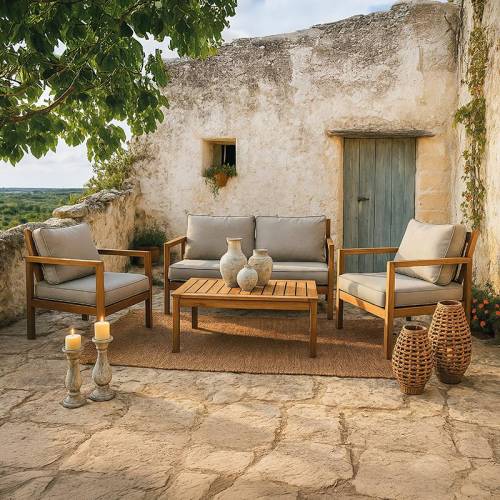 ΣΕΤ ΚΗΠΟΥ 4 ΤΕΜ ΞΥΛΟ ΑΚΑΚΙΑΣ Fylliana FL129 ΚΑΡΥΔΙ ΣΚΕΛΕΤΟΣ ΜΠΕΖ-ΚΑΦΕ ΥΦΑΣΜΑ 120x68x75εκ