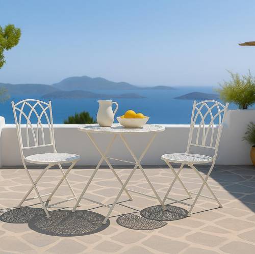 ΣΕΤ ΜΕΤΑΛΛΙΚΟ ΤΡΑΠΕΖΙ ΚΗΠΟΥ Fylliana ΜΕ 2 ΚΑΡΕΚΛΕΣ Gordon ΜΠΕΖ ΧΡΩΜΑ