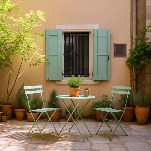 ΣΕΤ ΜΕΤΑΛΛΙΚΟ ΤΡΑΠΕΖΙ ΚΗΠΟΥ ΜΕ 2 ΚΑΡΕΚΛΕΣ Fylliana Rollin ΛΑΔΙ ΧΡΩΜΑ 60x70εκ