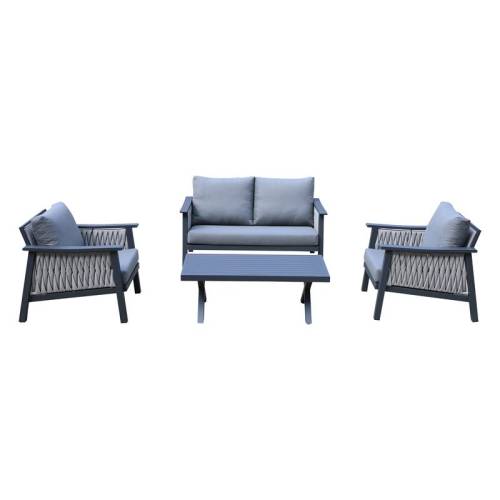 ΣΕΤ ΣΑΛΟΝΙ ΕΞΟΧΗΣ 4 ΤΕΜΑΧΙΩΝ Fylliana "Federiko" ΓΚΡΙ ΧΡΩΜΑ 145x87x78εκ