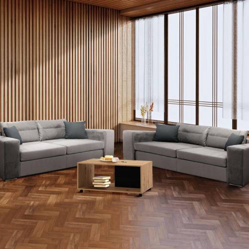 ΣΕΤ ΣΑΛΟΝΙ Fylliana Le Mans 2+3 ΓΚΡΙ ΜΕ ΣΚΟΥΡΑ ΓΚΡΙ ΜΑΞΙΛΑΡΑΚΙΑ