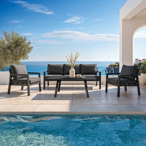 ΣΕΤ ΣΑΛΟΝΙ ΚΗΠΟΥ 4 ΤΕΜΑΧΙΩΝ Fylliana Santiago ΓΚΡΙ ΣΚΟΥΡΟ ΧΡΩΜΑ 188x80x70εκ