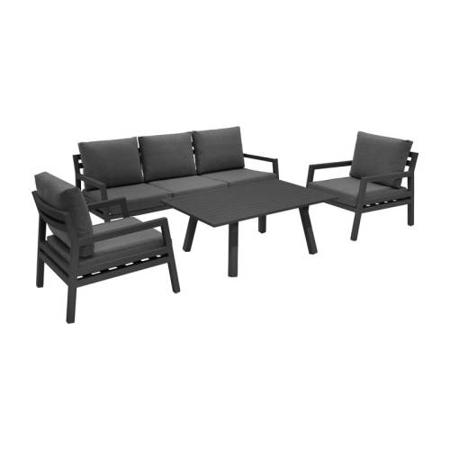 ΣΕΤ ΣΑΛΟΝΙ ΚΗΠΟΥ 4 ΤΕΜΑΧΙΩΝ Fylliana Santiago ΓΚΡΙ ΣΚΟΥΡΟ ΧΡΩΜΑ 188x80x70εκ