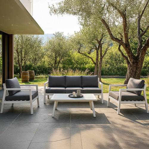 ΣΕΤ ΣΑΛΟΝΙ ΚΗΠΟΥ 4 ΤΕΜΑΧΙΩΝ Fylliana Santiago ΛΕΥΚΟ ΧΡΩΜΑ 188x80x70εκ