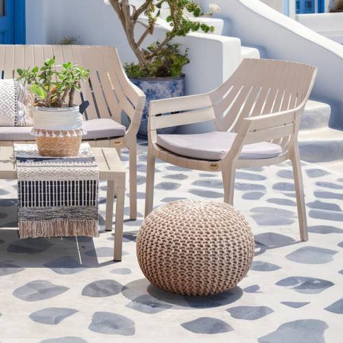 ΣΚΑΜΠΩ-ΠΟΥΦ ΣΤΡΟΓΓΥΛΟ Fylliana Dori ΛΕΥΚΟ ΧΡΩΜΑ 45x45x35