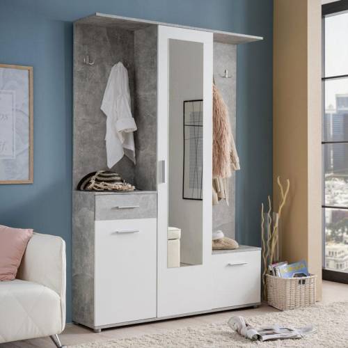 ΣΤΑΝΤ ΧΟΛ ΚΑΙ ΠΑΠΟΥΤΣΟΘΗΚΗ MARTIN ΓΚΡΙ CONCRETE-ΛΕΥΚΟ 133.5*33*197.5