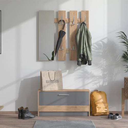 ΣΤΑΝΤ ΓΙΑ ΧΟΛ RIMINI ARTISAN OAK-ΓΚΡΙ ΓΡΑΦΙΤΗΣ 91,5x28x202εκ