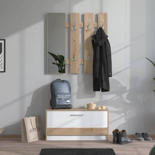 ΣΤΑΝΤ ΓΙΑ ΧΟΛ RIMINI ARTISAN OAK-ΛΕΥΚΟ 91,5x28x202εκ