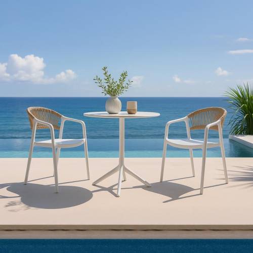 ΣΤΡΟΓΓΥΛΟ ΤΡΑΠΕΖΙ ΚΗΠΟΥ Fylianna FL809 ΑΠΟ ΠΟΛΥΠΡΟΠΥΛΕΝΙΟ (PP) ΛΕΥΚΟ ΧΡΩΜΑ 60x75εκ