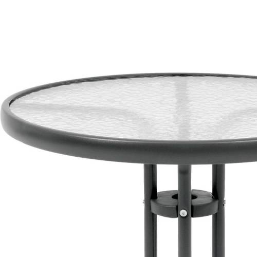 ΣΤΡΟΓΓΥΛΟ ΤΡΑΠΕΖΙ ΚΗΠΟΥ Fylliana 003 ΓΚΡΙ ΧΡΩΜΑ 80x70εκ