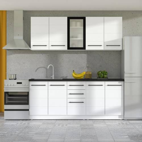 ΣΥΝΘΕΣΗ ΚΟΥΖΙΝΑΣ RAJNA 200 ΛΕΥΚΟ/ΜΑΥΡΟ ΜΑΤ 200x51x200εκ