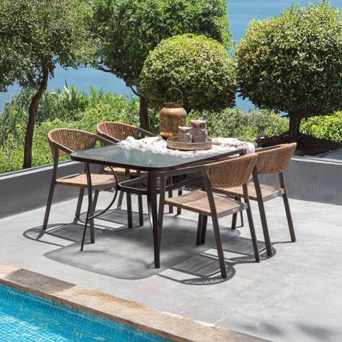 ΤΡΑΠΕΖΙ ΕΞΟΧΗΣ Fylliana STEEL ΚΑΦΕ 140*80*70 g.r.d