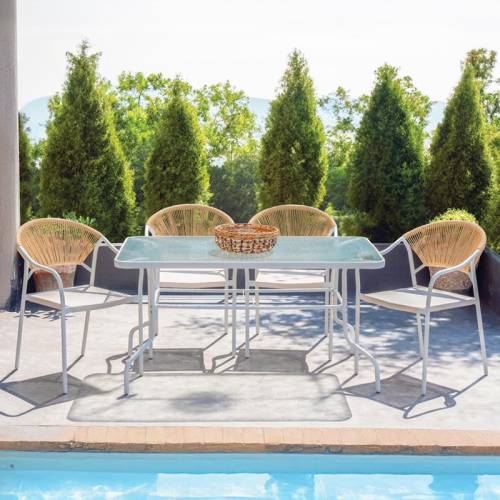 ΤΡΑΠΕΖΙ ΚΗΠΟΥ Fylliana 028 ΛΕΥΚΟ ΧΡΩΜΑ 120x70x70εκ