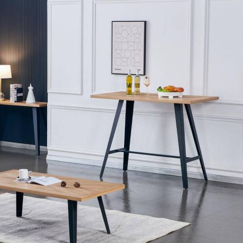 ΤΡΑΠΕΖΙ ΜΠΑΡ Fylliana 1564 SONOMA MDF ΜΕ ΜΑΥΡΑ ΠΟΔΙΑ 140x70x105εκ