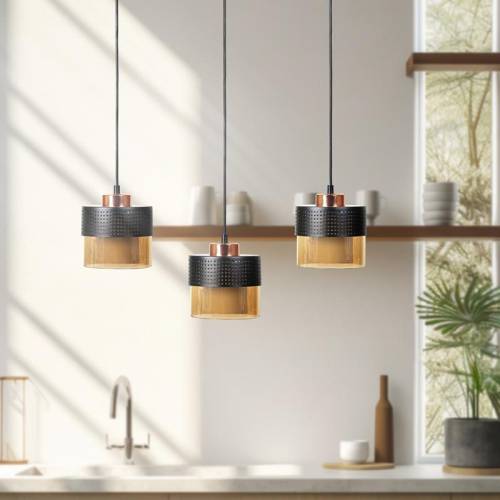 ΤΡΙΦΩΤΟ ΚΡΕΜΑΣΤΟ ΦΩΤΙΣΤΙΚΟ ΟΡΟΦΗΣ Fylliana ΜΠΡΟΝΖΕ ΧΡΩΜΑ Ε27 50x15x75εκ