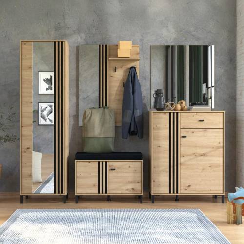 ΕΠΙΠΛΟ ΕΙΣΟΔΟΥ-ΧΩΛ LAVAL KOM ARTISAN OAK-ΜΑΥΡΟ ΧΡΩΜΑ 80x40x52εκ