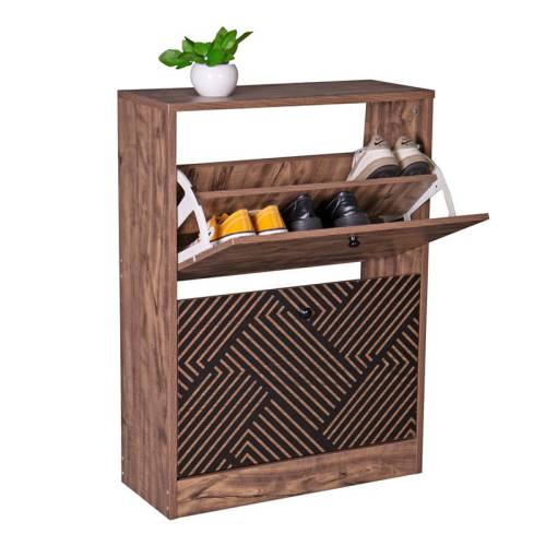 ΠΑΠΟΥΤΣΟΘΗΚΗ Fylliana "Home" 1872 ΜΕ 2 ΠΟΡΤΕΣ ΜΑΥΡΗ GREY OAK-ΜΑΥΡΗ 60*23.5*81
