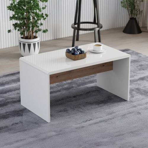 ΤΡΑΠΕΖΑΚΙ ΣΑΛΟΝΙΟΥ SEDICO ΛΕΥΚΟ-ΛΕΥΚΟ HIGH GLOSS-ARTISAN OAK 90x50x47εκ