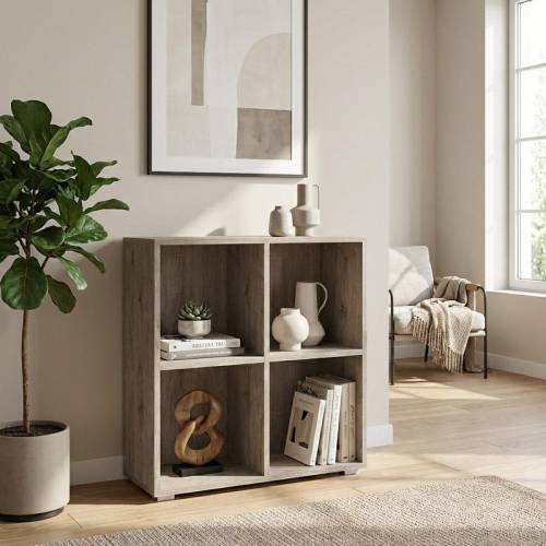 ΒΙΒΛΙΟΘΗΚΗ-ΡΑΦΙΕΡΑ Fylliana Smart 4P GREY OAK ΧΡΩΜΑ 74x25x76εκ