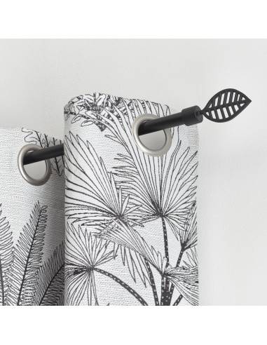 Κουρτινόξυλο μεταλ.μαύρο"leaf".επεκτ.120/210/D16cm
