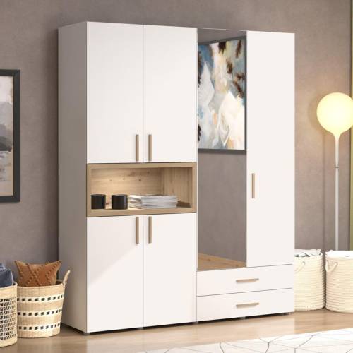 ΝΤΟΥΛΑΠΑ DONALD 4K2F1O h227 ΛΕΥΚΟ/ARTISAN OAK ΧΡΩΜΑ 179x57x227εκ