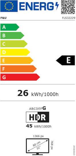 F&U Smart Τηλεόραση 32" HD Ready LED FLS32229 (2022)