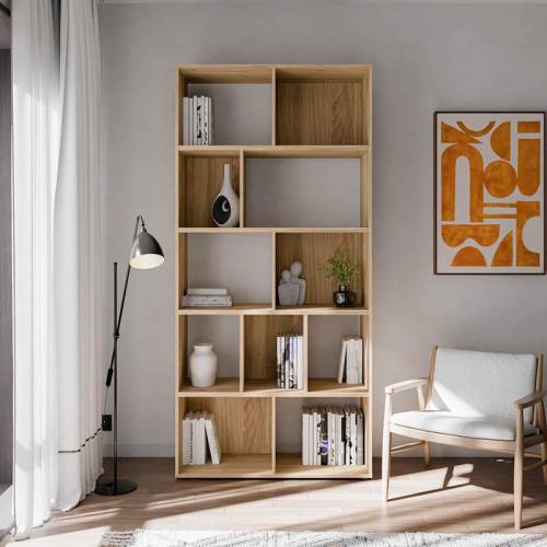 ΒΙΒΛΙΟΘΗΚΗ-ΡΑΦΙΕΡΑ ARIA MAUVELLA OAK ΧΡΩΜΑ 94x35x197εκ
