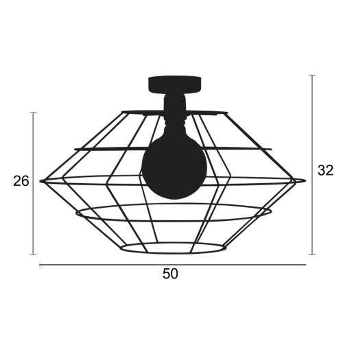Φωτιστικό μονόφωτο οροφής μέταλλο μαύρο Ε27 Φ50