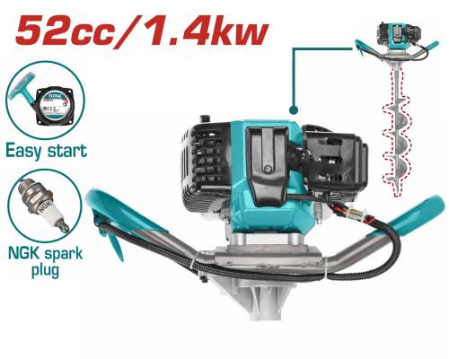 TOTAL ΓΕΩΤΡΥΠΑΝΟ - ΤΡΙΒΕΛΑ ΒΕΝΖΙΝΗΣ 52cc / 2HP + ΤΡΥΠΑΝΙ 150mm 1 ΧΕΙΡΙΣΤΗ (TEA55221)