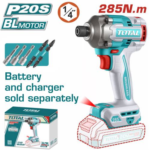 TOTAL ΕΠΑΓΓ. ΠΑΛΜΙΚΟ ΚΑΤΣΑΒΙΔΙ ΜΠΑΤ. Li-ion 20V / 285Nm ΧΩΡΙΣ ΜΠΑΤΑΡΙΑ & ΦΟΡΤΙΣΤΗ (TIRLI20281)