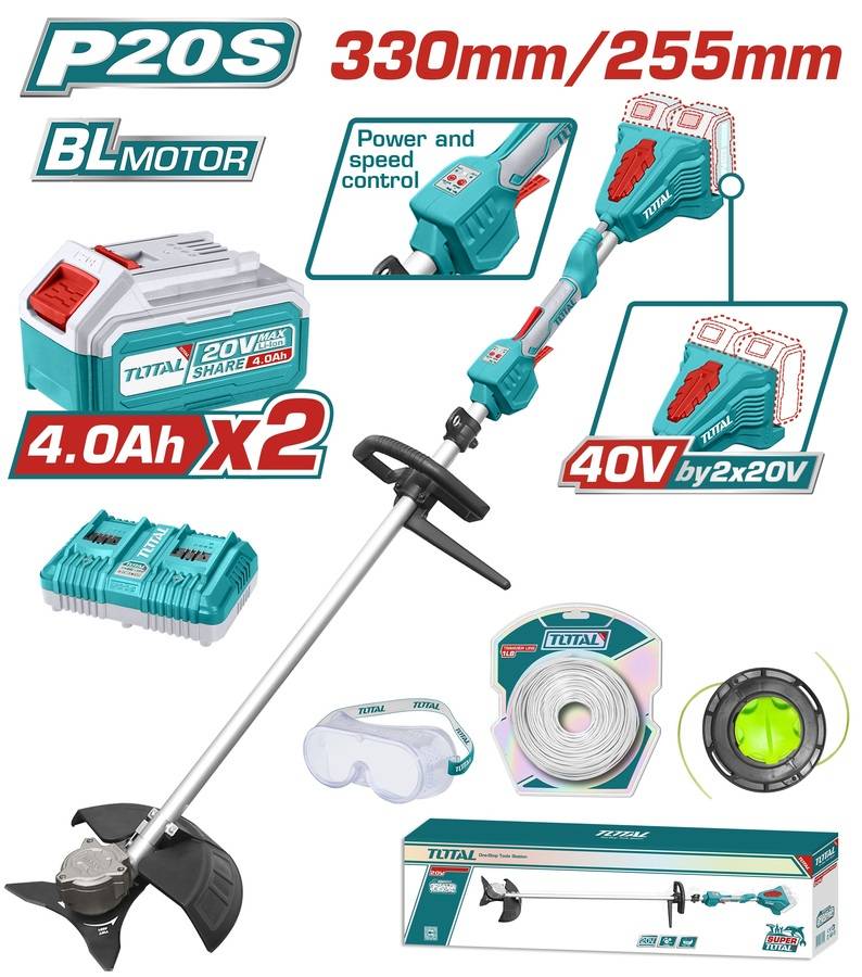 TOTAL ΕΠΑΓΓ. ΘΑΜΝΟΚΟΠΤΙΚΟ ΜΠΑΤ. Li-ion 40V / 4Ah / 2 ΜΠΑΤΑΡΙΕΣ BL Motor (TSTLI200285)