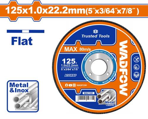 WADFOW ΔΙΣΚΟΣ ΚΟΠΗΣ ΙΝΟΧ/ΜΕΤΑΛΛΟΥ ΙΣΙΟΣ 125 Χ 1mm (WAC1351)