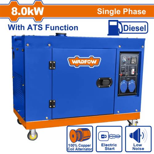 WADFOW ΓΕΝΝΗΤΡΙΑ DIESEL ΜΟΝΟΦΑΣΙΚΗ ΚΛΕΙΣΤΟΥ ΤΥΠΟΥ 8000W ΜΕ ΑΥΤΟΜ. ΜΕΤΑΓΩΓΙΚΟ ΠΙΝΑΚΑ ATS (WDG2A100-1)