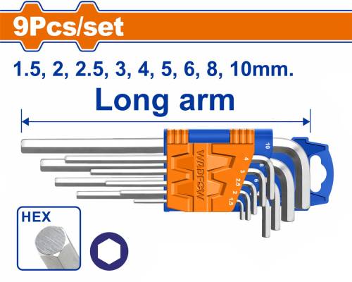 WADFOW ΣΕΤ ΚΛΕΙΔΙΑ ΑΛΛΕΝ ΜΑΚΡΙΑ 1.5 - 10mm 9ΤΕΜ (WHK1291)