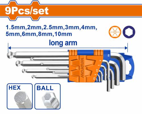 WADFOW ΣΕΤ ΚΛΕΙΔΙΑ ΑΛΛΕΝ ΜΠΙΛΙΑΣ 1.5 - 10mm 9ΤΕΜ (WHK2291)