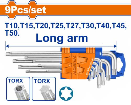 WADFOW ΣΕΤ ΚΛΕΙΔΙΑ TORX ΜΑΚΡΙΑ T10-T50 9ΤΕΜ (WHK3291)