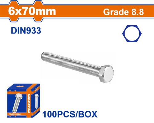 WADFOW ΒΙΔΑ ΕΞΑΓΩΝΗ ΓΑΛΒ. 8.8 DIN933 6X70 100TEM (WXSP51DA)