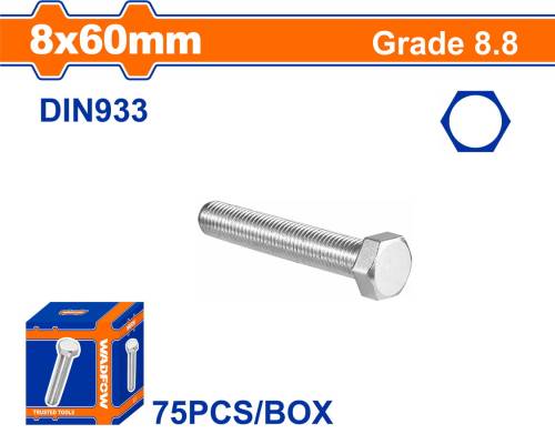 WADFOW ΒΙΔΑ ΕΞΑΓΩΝΗ ΓΑΛΒ. 8.8 DIN933 8X60 75TEM (WXSP52CA)