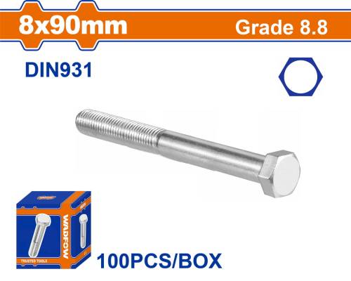 WADFOW ΒΙΔΑ ΕΞΑΓΩΝΗ ΓΑΛΒ. 8.8 DIN931 8X90 100TEM (WXSP52GB)