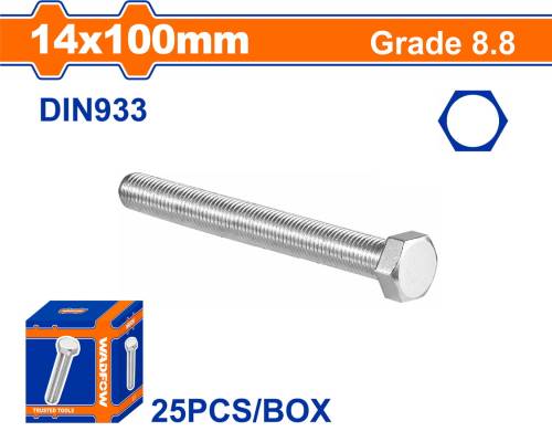 WADFOW ΒΙΔΑ ΕΞΑΓΩΝΗ ΓΑΛΒ. 8.8 DIN933 14X100 25TEM (WXSP55HA)