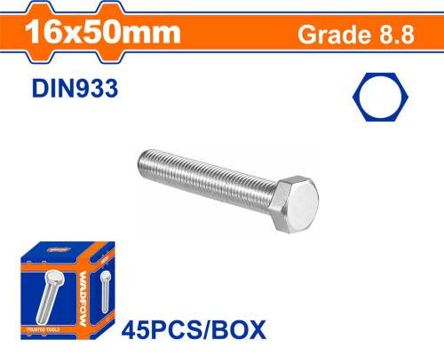 WADFOW ΒΙΔΑ ΕΞΑΓΩΝΗ ΓΑΛΒ. 8.8 DIN933 16X50 45TEM (WXSP56AA)