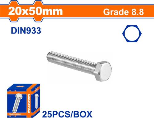 WADFOW ΒΙΔΑ ΕΞΑΓΩΝΗ ΓΑΛΒ. 8.8 DIN933 20X50 25TEM (WXSP58AA)
