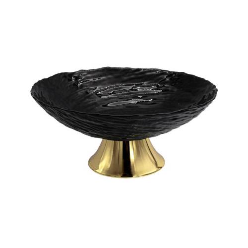 ΓΥΑΛΙΝΗ ΣΤΡΟΓΓΥΛΗ ΦΡΟΥΤΙΕΡΑ ΜΕ ΠΟΔΙ Fylliana FL26 ΜΑΥΡΟ ΧΡΩΜΑ 26εκ