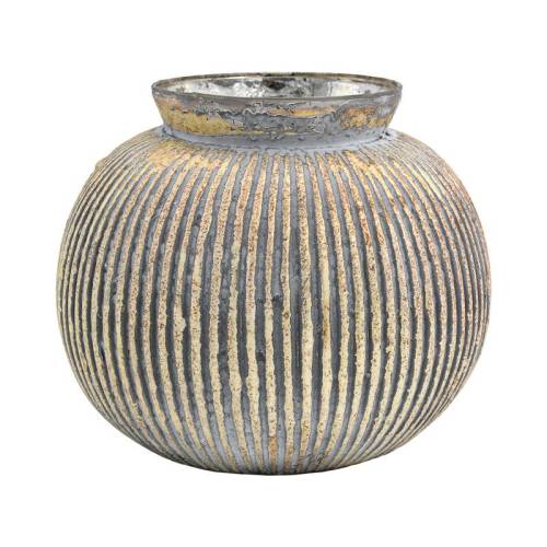 ΓΥΑΛΙΝΟ ΒΑΖΟ Fylliana FL1224 ΜΕΤΑΛΛΙΚΟ ΦΙΝΙΡΙΣΜΑ 20x17εκ