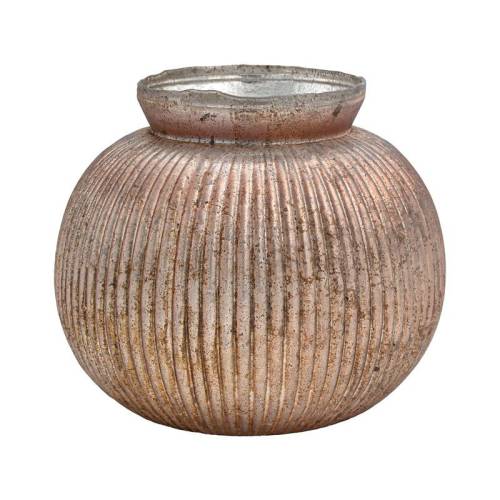 ΓΥΑΛΙΝΟ ΒΑΖΟ Fylliana FL1224 ΡΟΖ ΜΕ ΜΕΤΑΛΛΙΚΟ ΦΙΝΙΡΙΣΜΑ 20x17εκ