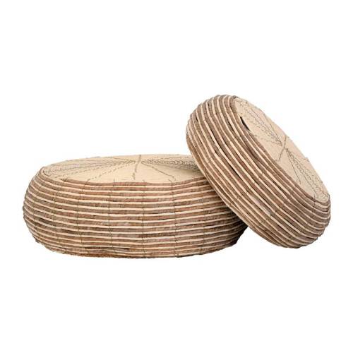 ΣΕΤ 2 ΨΑΘΙΝA ΔΙΑΚΟΣΜΗΤΙΚΑ ΤΡΑΠΕΖΑΚΙΑ Fylliana FL24003 ΦΥΣΙΚΟ ΧΡΩΜΑ 62x62x20εκ 46x46x19εκ