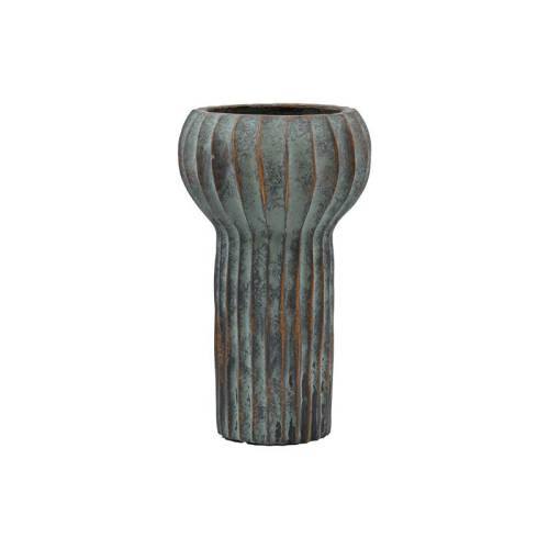 ΔΙΑΚΟΣΜΗΤΙΚΟ ΒΑΖΟ ΤΣΙΜΕΝΤΕΝΙΟ Fylliana FL15773 ΑΝΘΡΑΚΙ-ΠΡΑΣΙΝΟ ΜΕ ΜΠΡΟΝΖΕ ΛΕΠΤΟΜΕΡΕΙΕΣ ΧΡΩΜΑ 17x28εκ