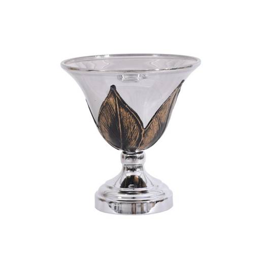 ΓΥΑΛΙΝΗ ΚΟΥΠ ΜΕ ΒΑΣΗ Fylliana FL108 ΜΑΥΡΟ-ΑΣΗΜΙ ΧΡΩΜΑ 20x20εκ