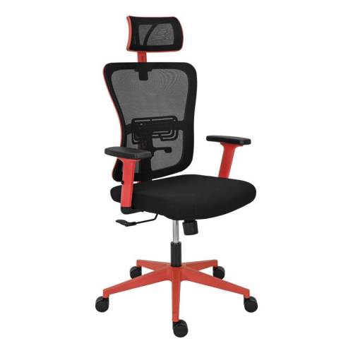 ΚΑΡΕΚΛΑ ΓΡΑΦΕΙΟΥ Fylliana FL9088 ΜΑΥΡΟ ΥΦΑΣΜΑ ΚΟΚΚΙΝΟ ΣΚΕΛΕΤΟ 60x60x119-129κ