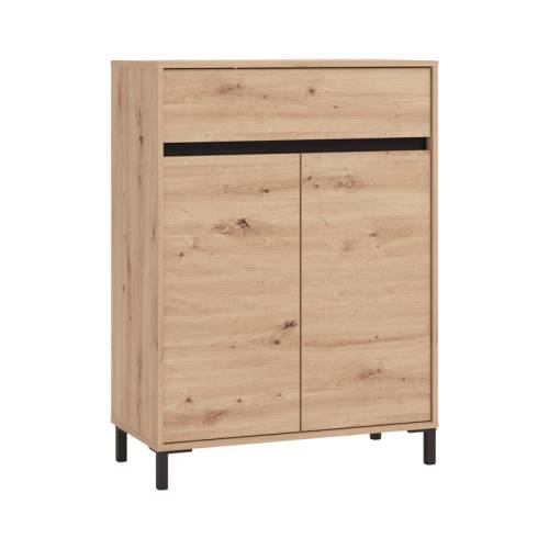 ΠΑΠΟΥΤΣΟΘΗΚΗ FLANNAN 2K1F2V ARTISAN OAK/ΜΑΥΡΟ MATT ΧΡΩΜΑ 80x40x110εκ